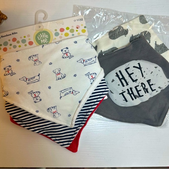 2/$10 Sale! Little Me & Chick Pea Set of 5 Baby Bibs Some New Size 0-12 Months - Picture 1 of 12